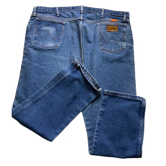 Wrangler Flame Resistant Denim Mens 44X32 Zip Fly Straight Stonewash Blue Jeans - Picture 4 of 12